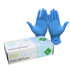 Guantes Nitrilo Azul sin Polvo Caja 100 Unids Talla L 