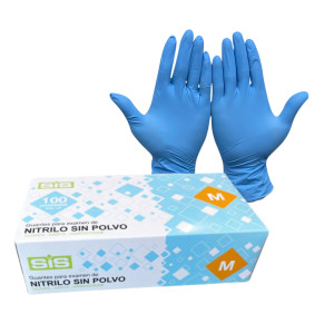 Guantes Nitrilo Azul sin Polvo Caja 100 Unids Talla M 