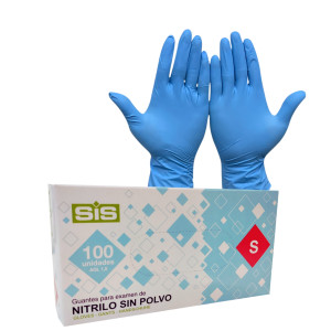 Guantes Nitrilo Azul sin Polvo Caja 100 Unids Talla S 