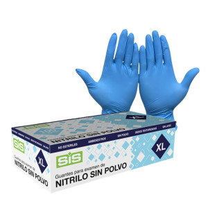 Guantes Nitrilo Azul sin Polvo Caja 100 Unids Talla Xl 