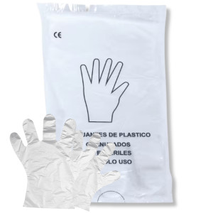 Guantes Transparentes Polietileno Talla Unica bolsa 100 Unids